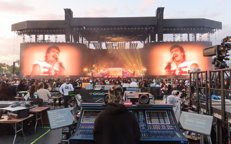 Joey Diehl manning Benson Boone’s front-of-house mix at Coachella 2025 on a DiGiCo Quantum338 console